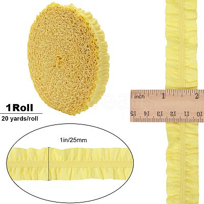 20 Yards Ruffled Polyester Elastic Lace Trim EW-WH0018-01A-1