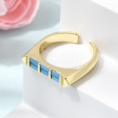 Brass Micro Pave Cubic Zirconia Cuff Open Rings for Women RJEW-L343-02G-1