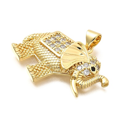 Brass Micro Pave Cubic Zirconia Pendants KK-C087-23G-1
