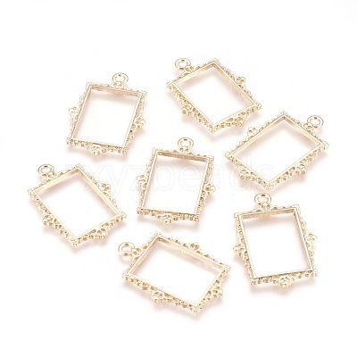 Rack Plating Alloy Open Back Bezel Pendants PALLOY-Q351-08KCG-FF-1