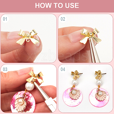 40Pcs Bowknot Alloy Stud Earring Findings FIND-SP0001-16G-1