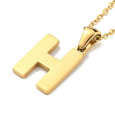 Ion Plating(IP) Initial Letter 304 Stainless Steel Pendant Necklaces NJEW-M199-01G-H-1