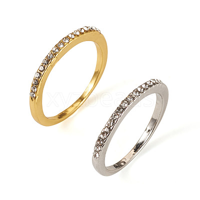 2Pcs 2 Colors Alloy with Crystal Rhinestone Finger Rings RJEW-TADJ0001-01B-1