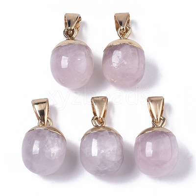 Top Golden Plated Natural Rose Quartz Pendants G-T131-03N-1