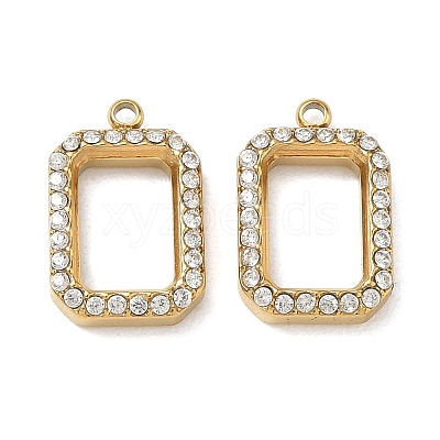 304 Stainless Steel Micro Pave Clear Cubic Zirconia Pendants CU-CBAF0F8-03G-G-1