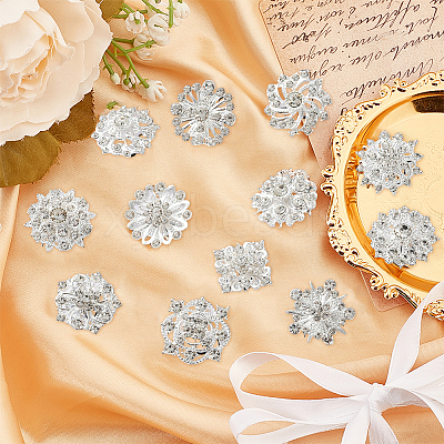 Rhinestone Brooch with Alloy Findings JEWB-WH0020-01-1