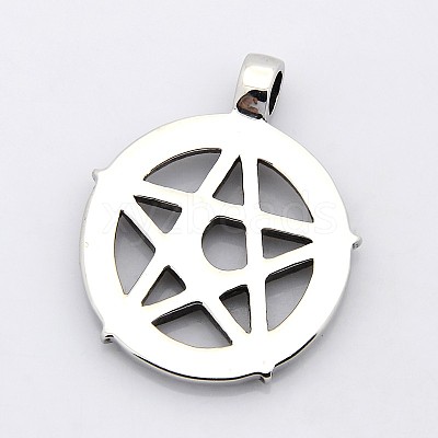 Retro 304 Stainless Steel Ring with Pentagram Pendants STAS-F006-132-1