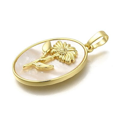 Brass Pave Shell Birth Flower Pendants FIND-I040-04G-1