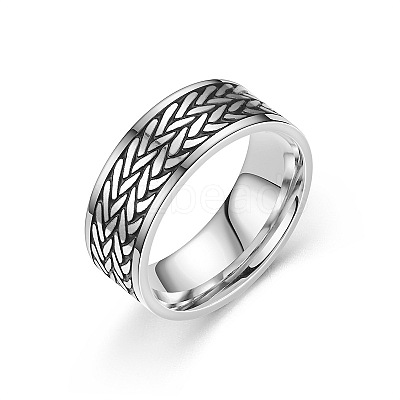 Retro 201 Stainless Steel Enamel Finger Rings for Men FS-WG366A7-07-1