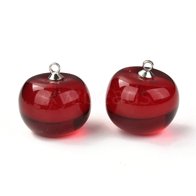 Resin Pendants with Glass Kernel and Stainless Steel Top Ring RESI-A015-01-1