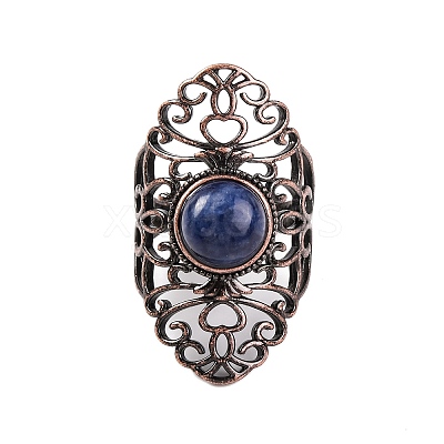 Natural Sodalite Retro Finger Rings RJEW-B067-02R-18-1