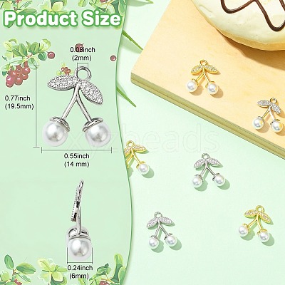 6Pcs 2 Colors Brass Micro Pave Clear Cubic Zirconia Pendants KK-CJ0003-19-1