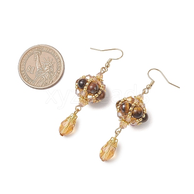 Natural Tiger Eye Dangle Earrings EJEW-MZ00669-02-1