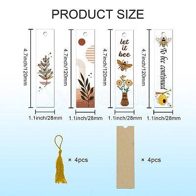 4Pcs Acrylic Bookmarks AJEW-GL0001-73A-1