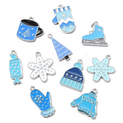 44Pcs 22 Styles Winter Theme Alloy Enamel Pendants ENAM-CJ0006-42-1