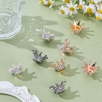 8Pcs 4 Colors Alloy Rhinestone Beads FIND-ME0002-80-1