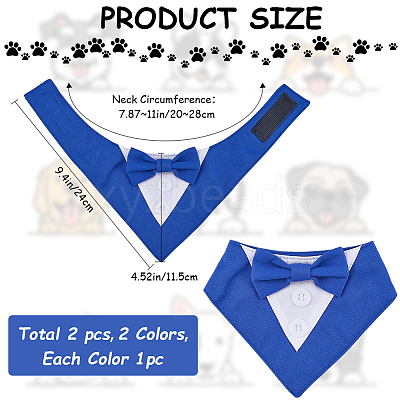 2Pcs 2 Styles Polyester Pet Handkerchi AJEW-CP0008-69A-1