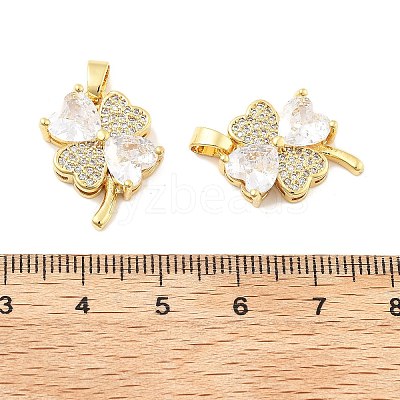 Clover Brass Micro Pave Cubic Zirconia Pendants KK-M325-13A-G-1