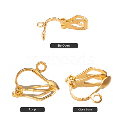 Brass Clip-on Earring Findings EC109-G-1