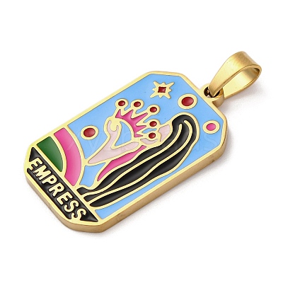 Ion Plating(IP) 304 Stainless Steel Enamel Pendants STAS-Q003-01G-07-1