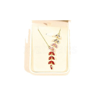 Wheat Alloy Gradient Color Cubic Zirconia Pendant Necklace & Stud Earring FS-WGBA5F1-02-1
