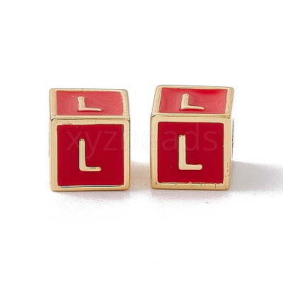 Rack Plating Brass Enamel Beads KK-B060-04G-03L-1