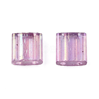 Plating 2-Hole Transparent Glass Seed Beads LS-SEED-N004-008-1