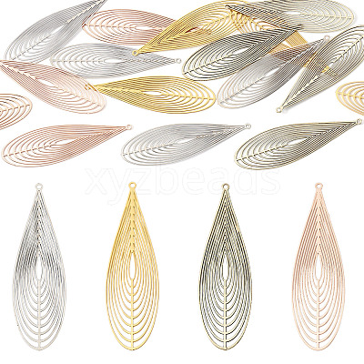16Pcs 4 Colors Brass Filigree Pendants KKC-TA0001-08B-1