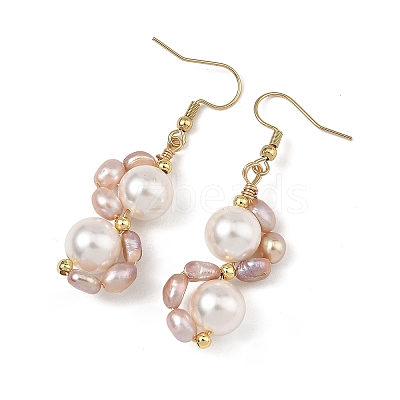 Shell Pearl 304 Stainless Steel Dangle Earrings EJEW-JE07370-02-1