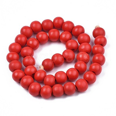 Painted Natural Wood Beads Strands WOOD-S053-54H-1