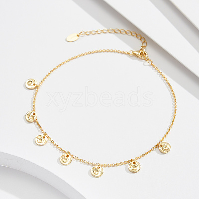 925 Sterling Silver Cable Chain Anklet AJEW-Z029-13G-1