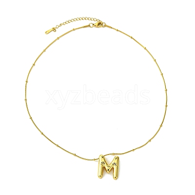 Ion Plating(IP) Initial Letter 304 Stainless Steel Pendant Necklace NJEW-R265-05G-M-1