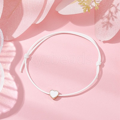 10Pcs Alloy Enamel Heart Braided Bead Bracelets Set BJEW-JB09739-01A-1