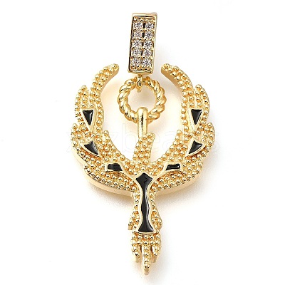 Brass Micro Pave Clear Cubic Zirconia Enamel Pendants KK-S049-29G-1