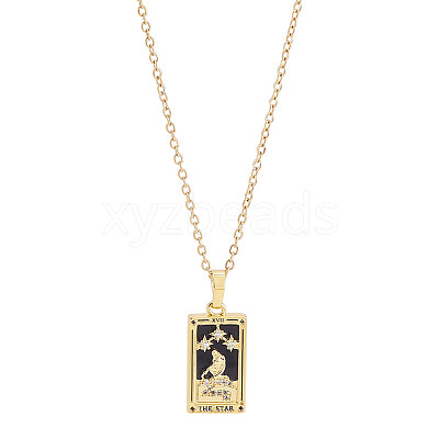 Brass with Cubic Zirconia Pendants Necklaces NJEW-LP0001-45E-G-1