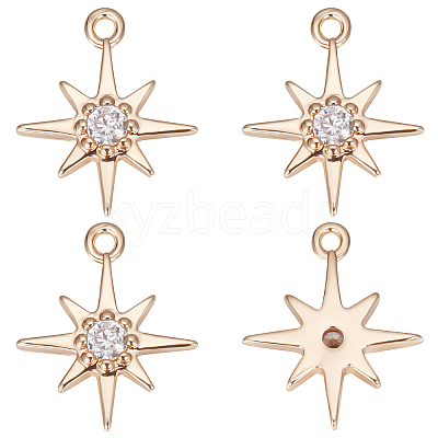 Brass Cubic Zirconia Charms KK-BBC0005-22-1