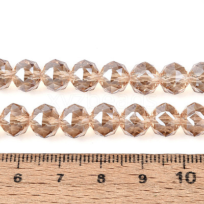 Electroplate Transparent Glass Round Beads Strands EGLA-T029-8mm-12T-14-1