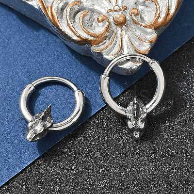 Dinosaur Head 316 Surgical Stainless Steel Hoop Earrings EJEW-G416-23AS-1