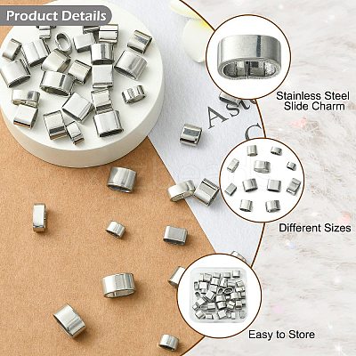 40Pcs 10 Styles 201/304 Stainless Steel Slide Charm STAS-CJ0003-16-1