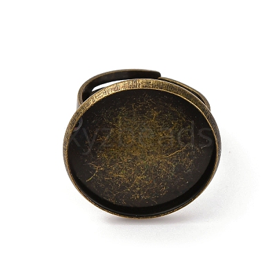 Brass Adjustable Ring Blank Base Cabochon Setting Components KK-O003-05AB-NF-1