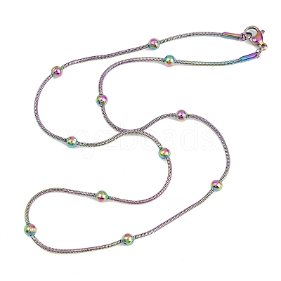 Ion Plating(IP) 304 Stainless Steel Round Snake Chain Necklaces STAS-G244-88B-M-1