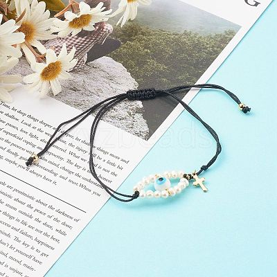 Adjustable Nylon Thread Braided Bead Bracelets BJEW-JB06262-03-1