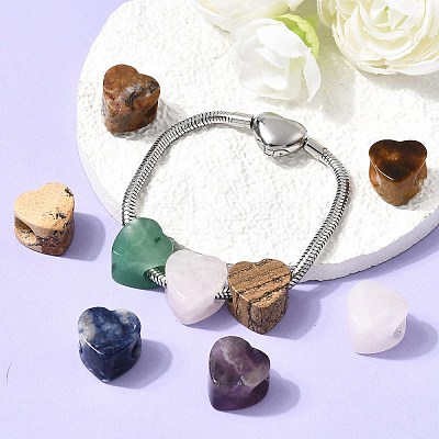 Natural Mixed Gemstone European Beads G-F580-CM-1
