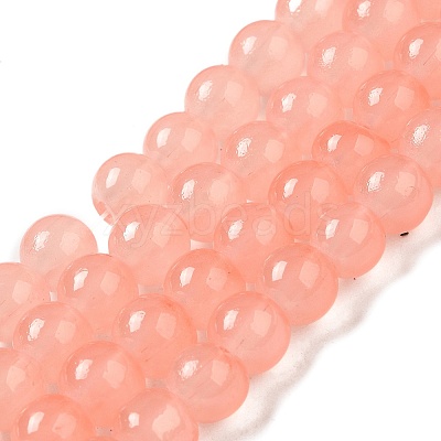 Baking Paint Imitation Jade Glass Round Bead Strands X1-DGLA-Q021-8mm-03-1