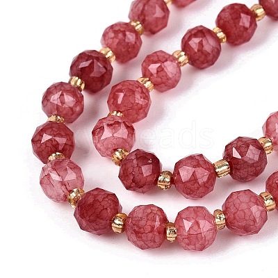 Ombre Effect Dyed Transparent Crackle Glass Beads Strands GLAA-Q111-8MM-05-1