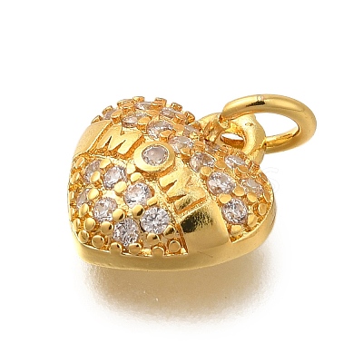 Mother Theme Rack Plating Brass Micro Pave Cubic Zirconia Charms KK-I716-06G-1