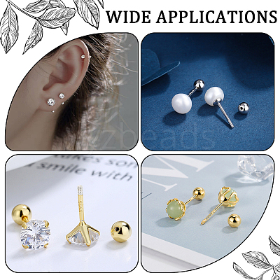 60Pcs Stainless Steel Ear Nuts STAS-BBC0005-14G-1