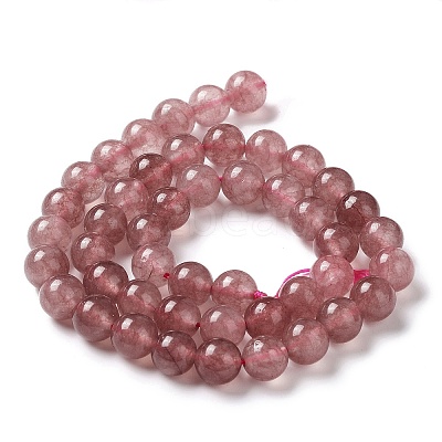 Natural Green Jade Imitation Strawberry Quartz Beads Strands G-B046-08B-1