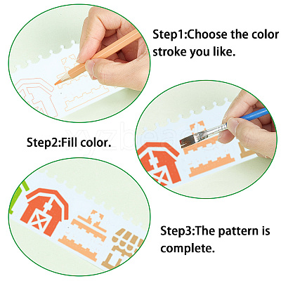 2 Sets 2 Styles PET Hollow Out Plastic Drawing Painting Stencils Templates AJEW-GF0006-91D-1