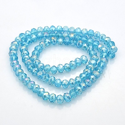 AB Color Plated Faceted Rondelle Electroplate Glass Beads Strands GLAA-A024D-AB07-1
